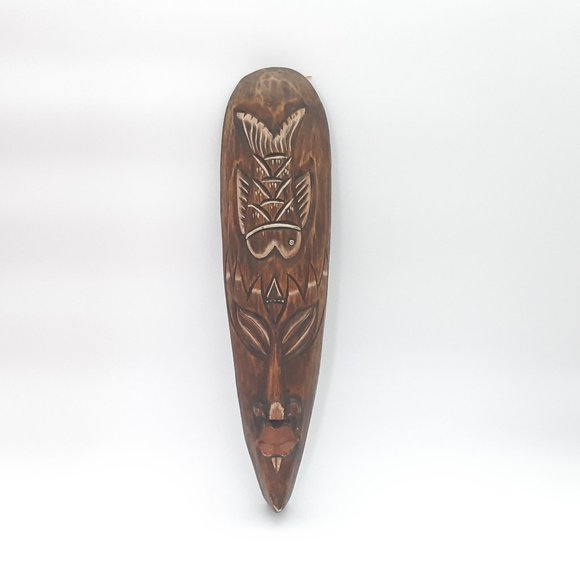 Wooden Indonesian Tribal Mask Wall Hanging - Picture 1 of 10